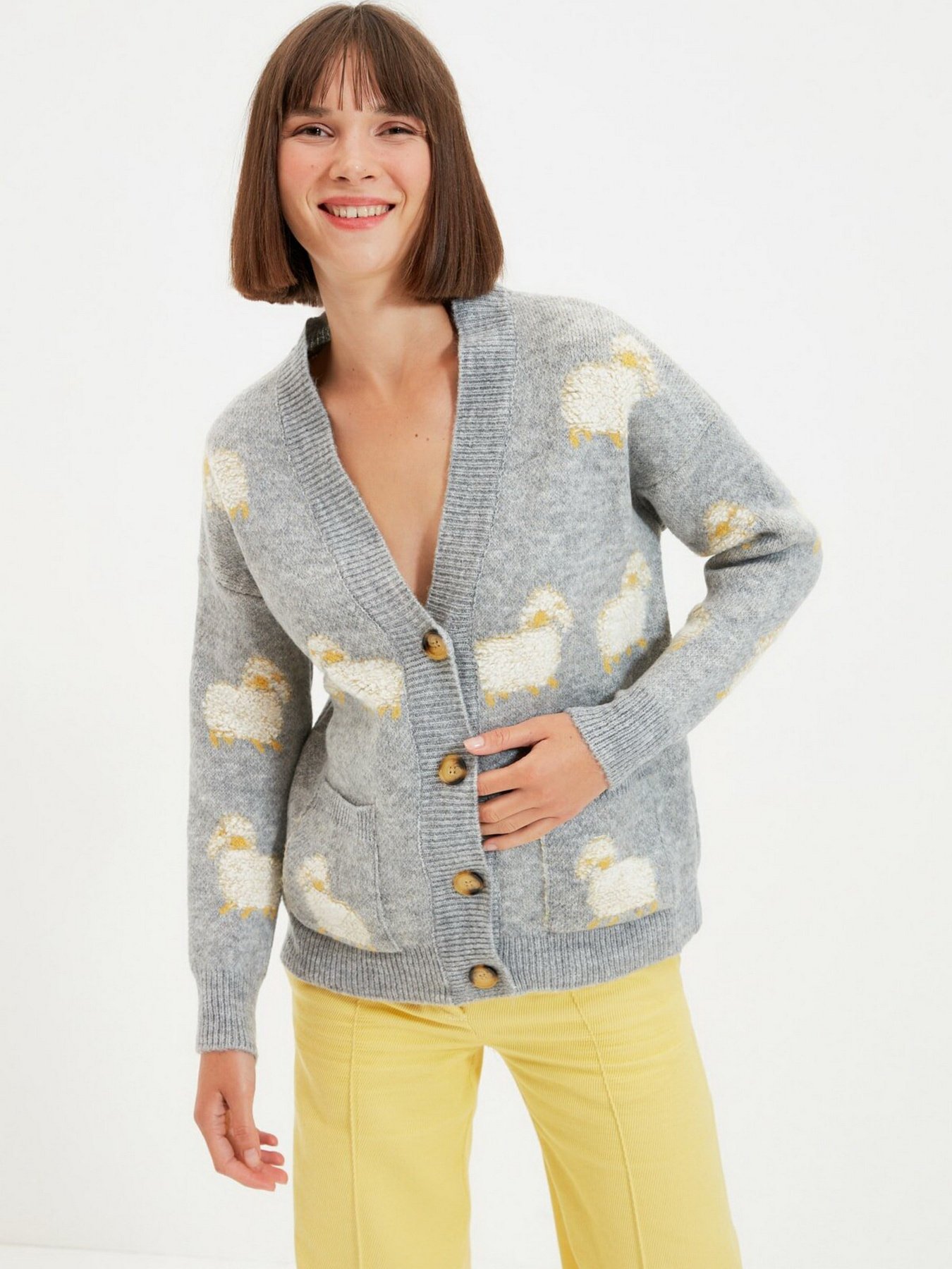 Свитры и кардиганы Trendyol модель TWOAW21HI0476/Gri Свитры и кардиганы Trendyol модель TWOAW21HI0476/Gri Фото