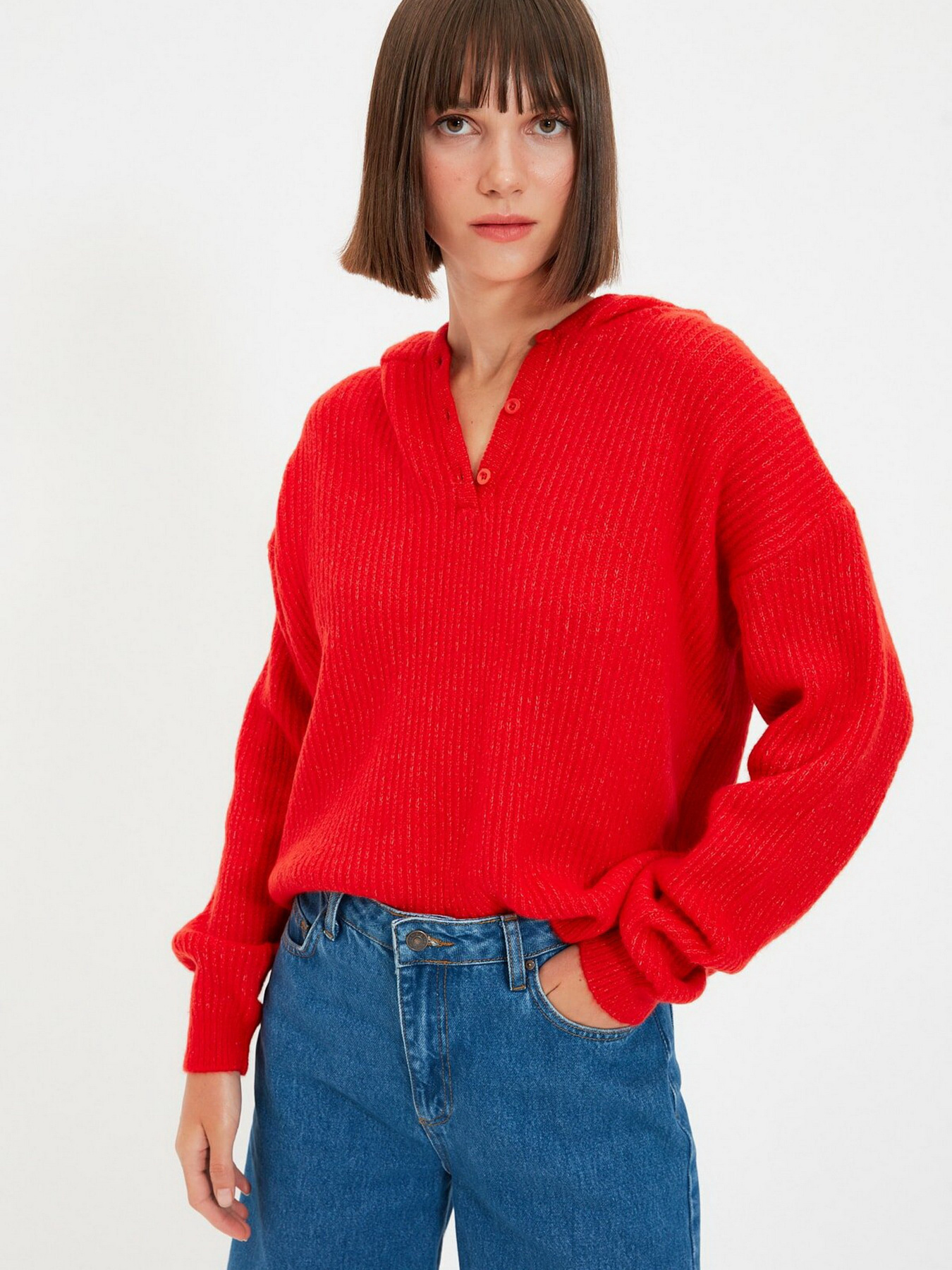 Свитры и кардиганы Trendyol модель TWOAW21KZ0410/Kirmizi Свитры и кардиганы Trendyol модель TWOAW21KZ0410/Kirmizi Фото