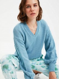 Свитры и кардиганы Trendyol модель TWOAW21KZ1222/Acik Mavi Фото