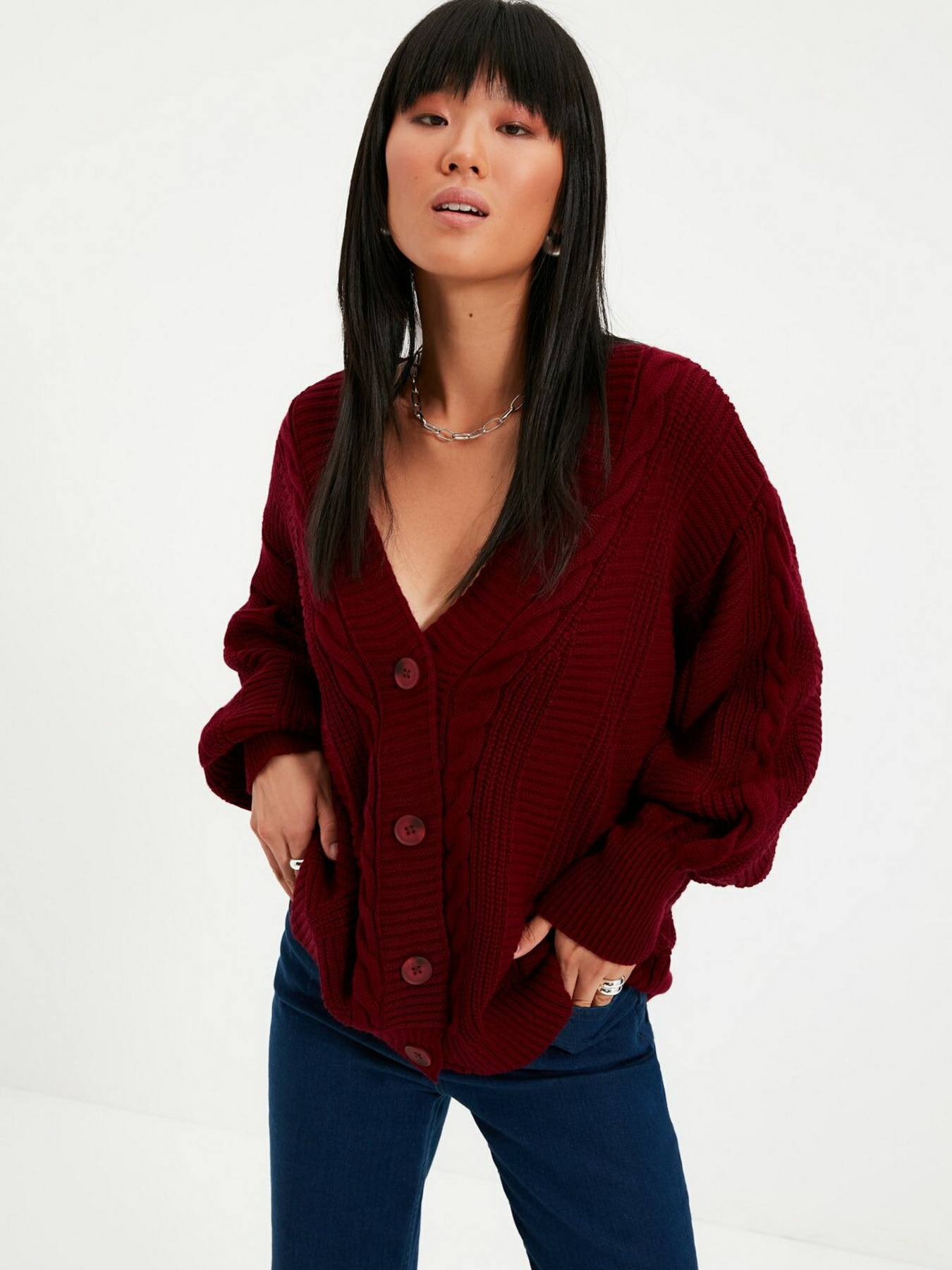 Свитры и кардиганы Trendyol модель TWOAW22HI0176/Bordo Свитры и кардиганы Trendyol модель TWOAW22HI0176/Bordo Фото