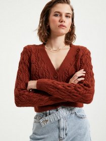 Свитры и кардиганы Trendyol модель TWOAW22HI0227/Kahverengi Фото
