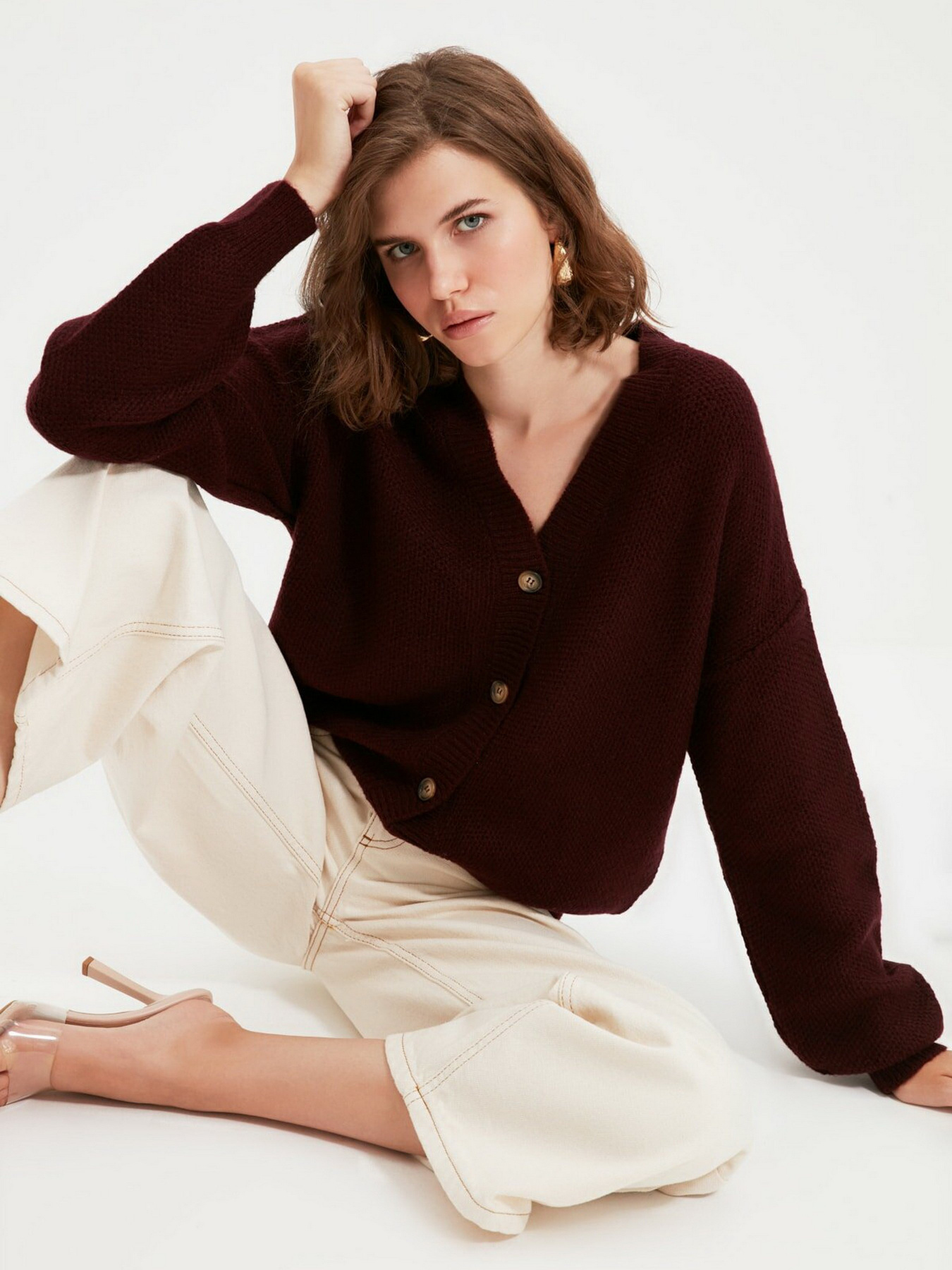 Свитры и кардиганы Trendyol модель TWOAW22HI0262/Bordo Свитры и кардиганы Trendyol модель TWOAW22HI0262/Bordo Фото