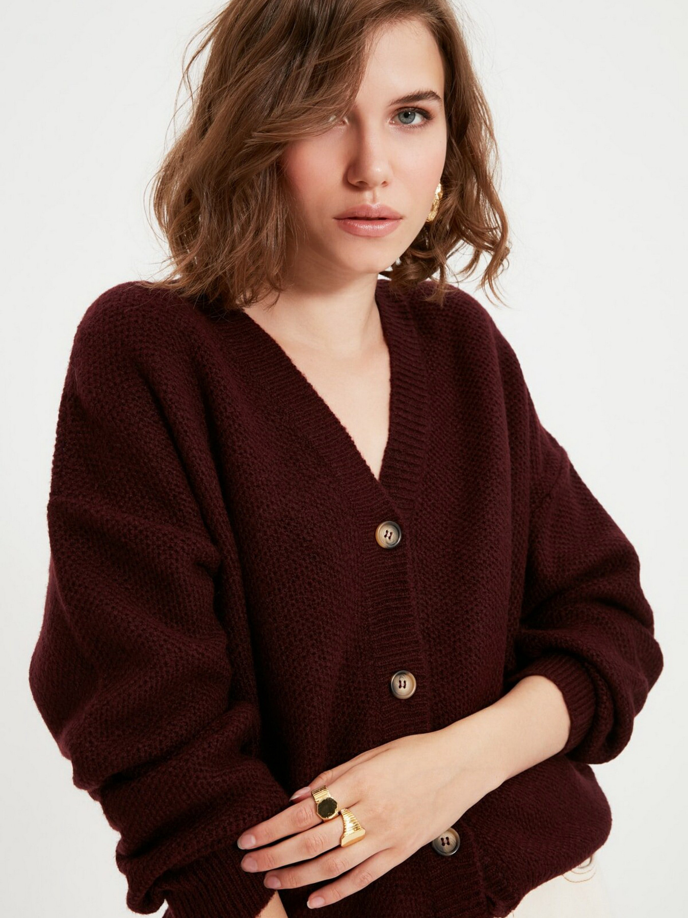 Свитры и кардиганы Trendyol модель TWOAW22HI0262/Bordo Свитры и кардиганы Trendyol модель TWOAW22HI0262/Bordo Фото