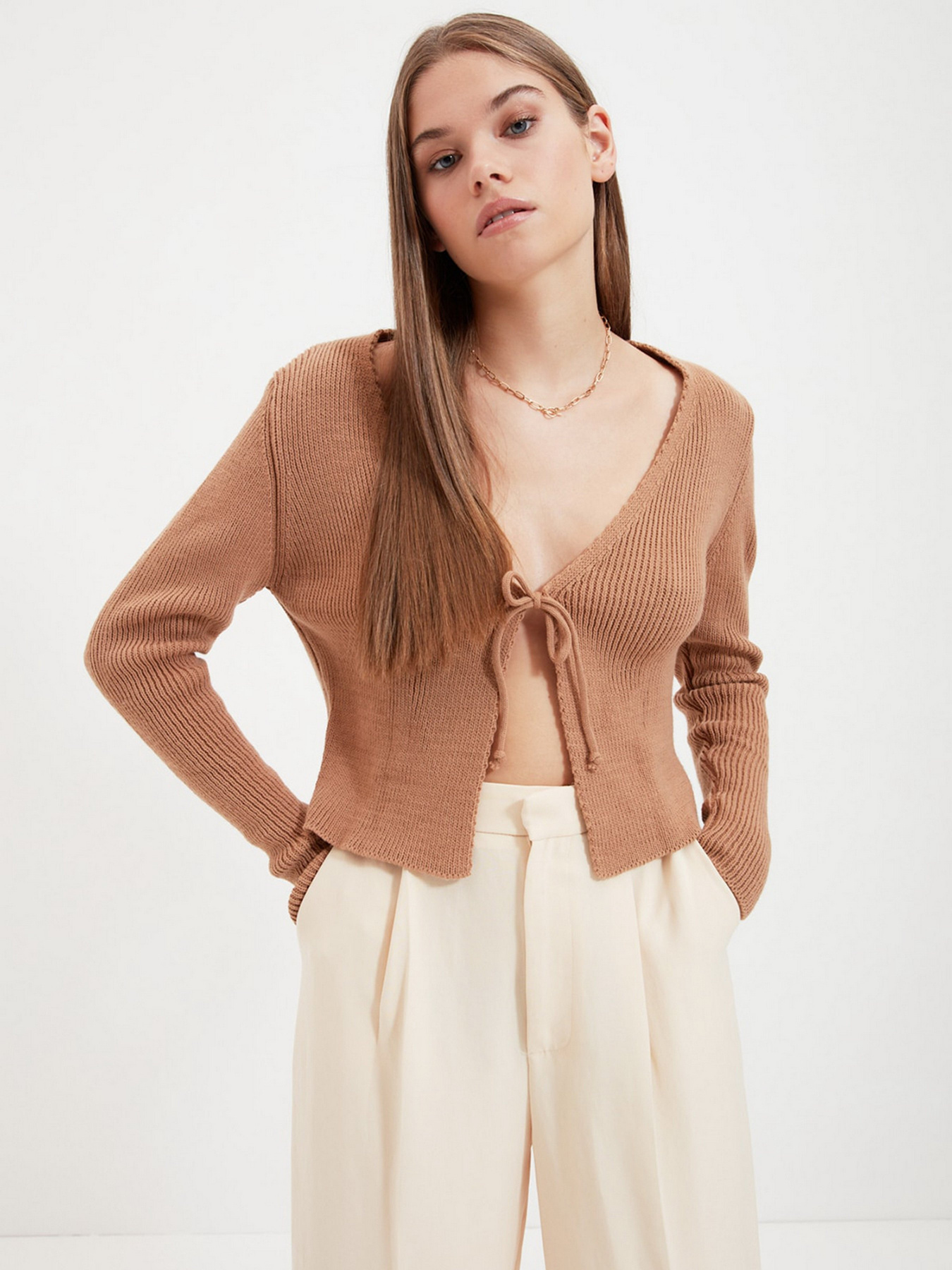 Свитры и кардиганы Trendyol модель TWOAW21HI0158/Camel Свитры и кардиганы Trendyol модель TWOAW21HI0158/Camel Фото