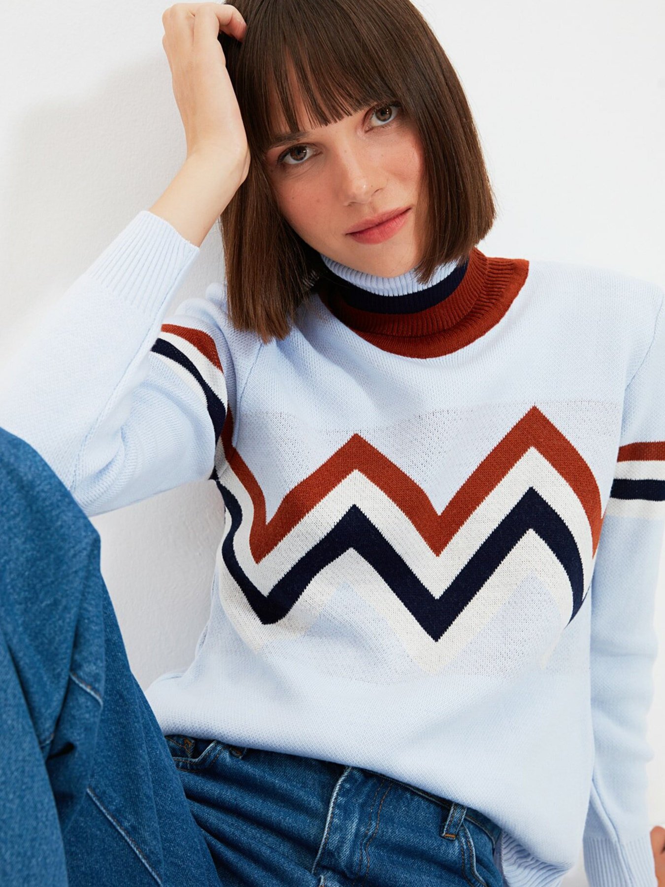 Свитры и кардиганы Trendyol модель TWOAW22KZ0200/Acik Mavi Свитры и кардиганы Trendyol модель TWOAW22KZ0200/Acik Mavi Фото