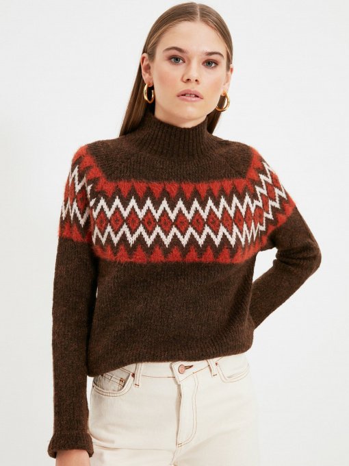 Свитры и кардиганы Trendyol модель TWOAW22KZ0248/Koyu Kahverengi Фото