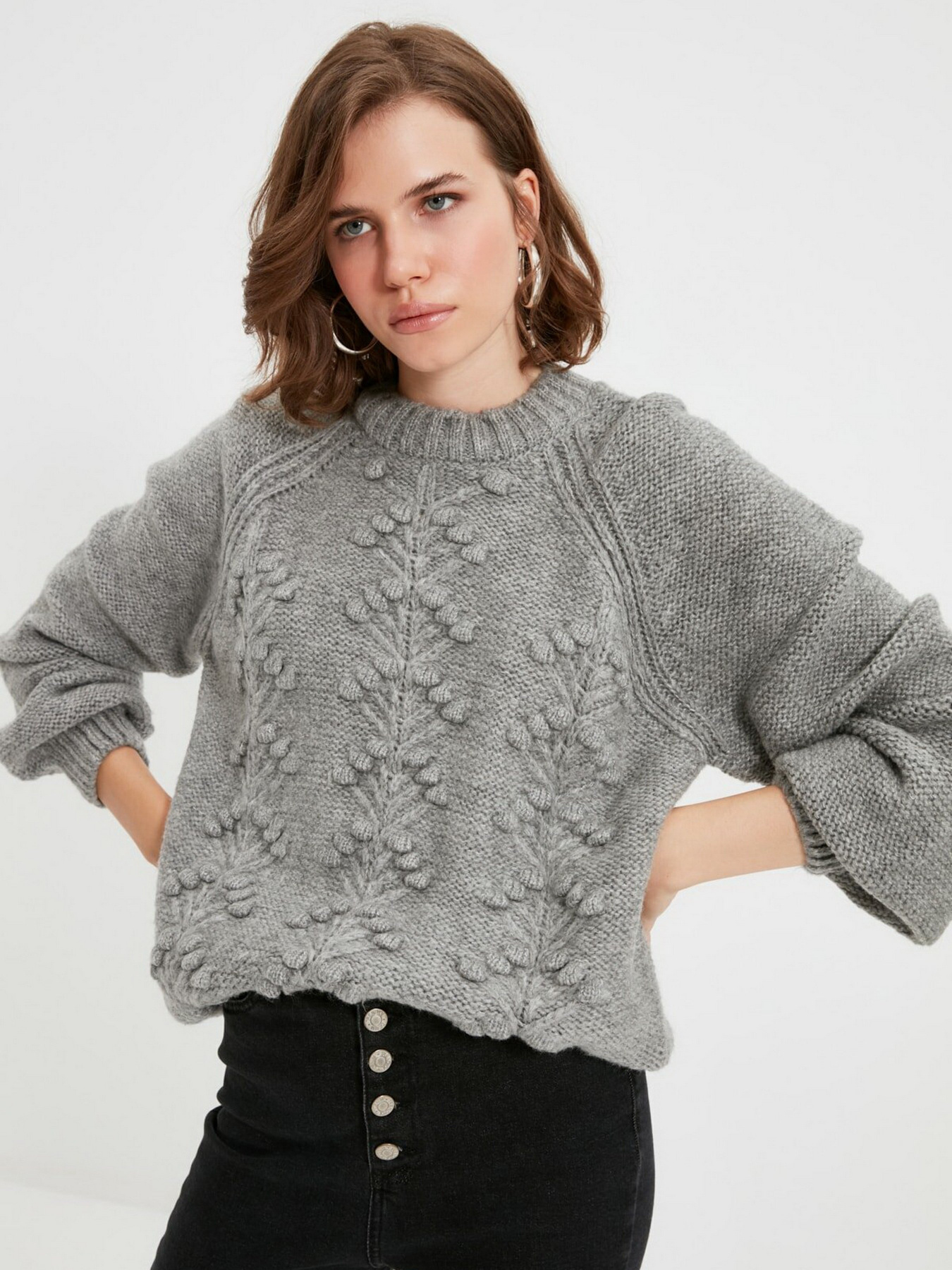 Свитры и кардиганы Trendyol модель TWOAW22KZ0275/Gri Свитры и кардиганы Trendyol модель TWOAW22KZ0275/Gri Фото