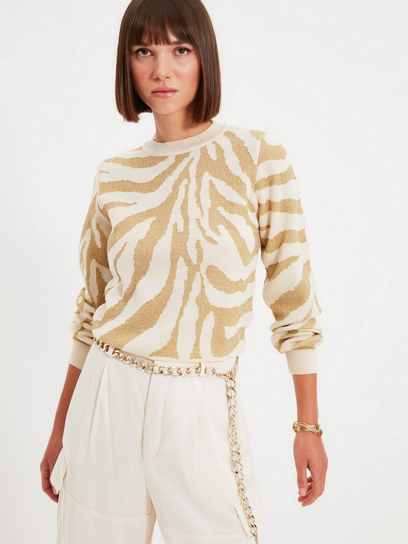Свитры и кардиганы Trendyol модель TWOAW22KZ0241/Bej Свитры и кардиганы Trendyol модель TWOAW22KZ0241/Bej Фото