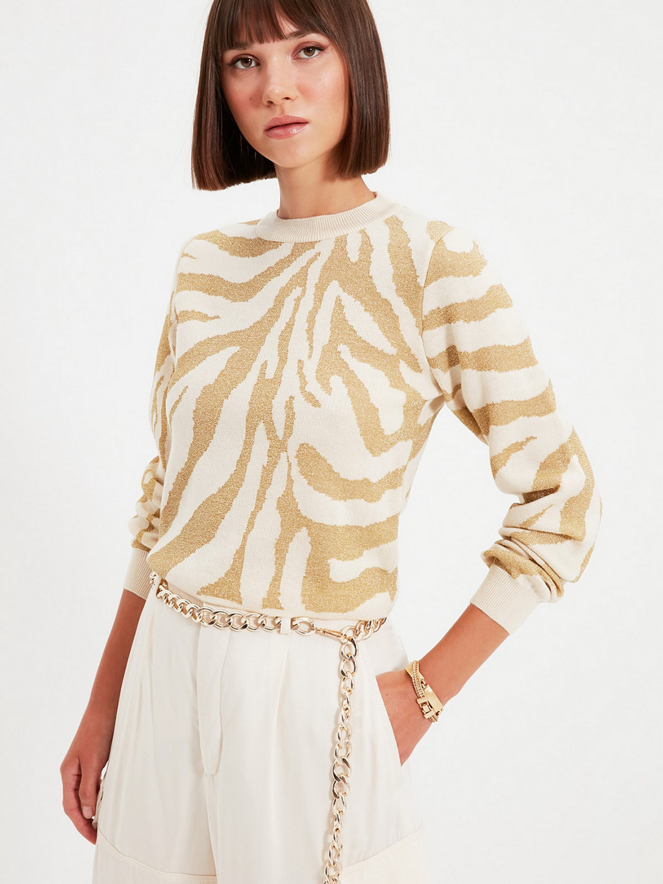 Свитры и кардиганы Trendyol модель TWOAW22KZ0241/Bej Свитры и кардиганы Trendyol модель TWOAW22KZ0241/Bej Фото