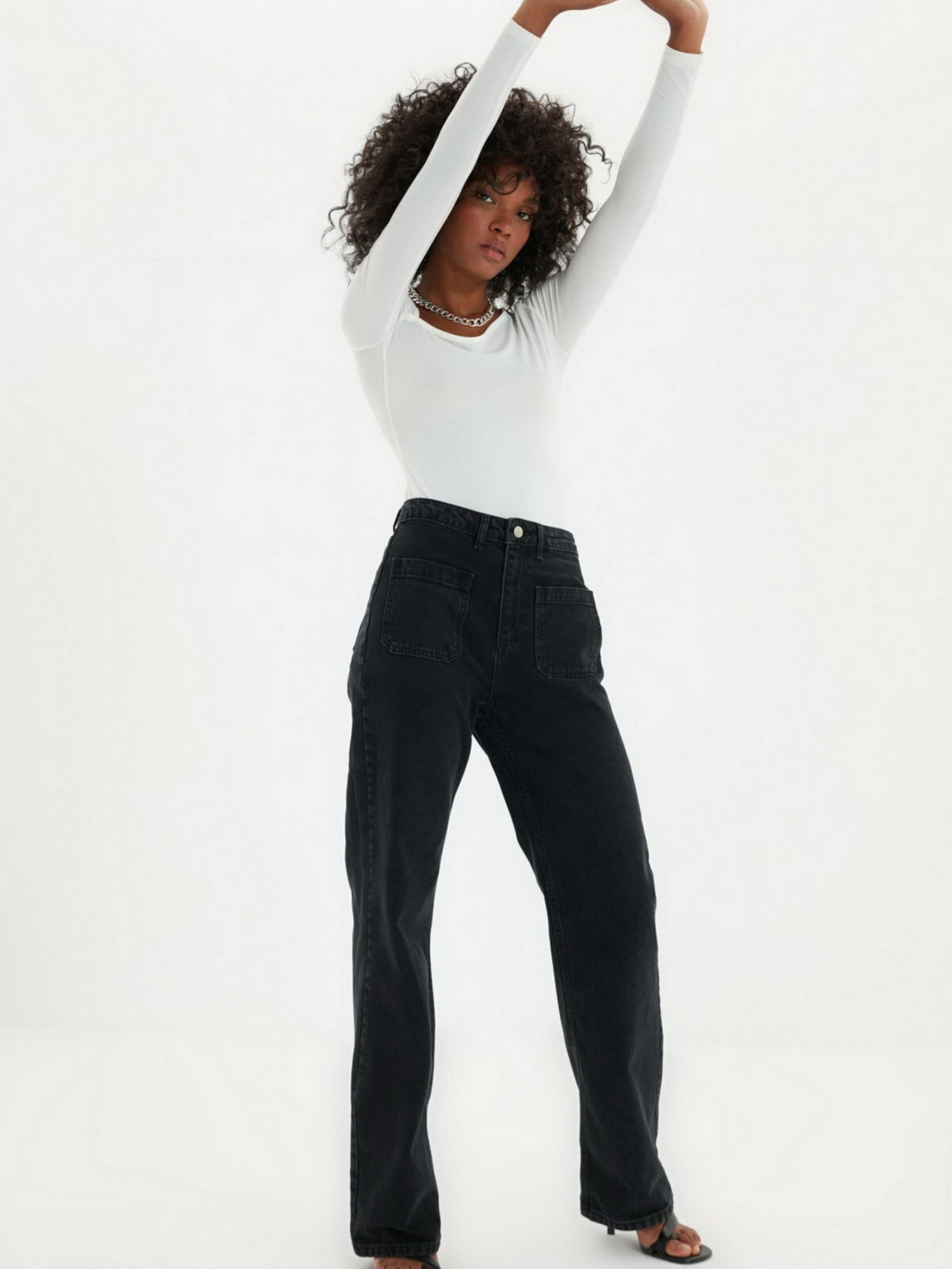 Джинси Trendyol Wide Leg модель TWOAW22JE0104/Antrasit Фото