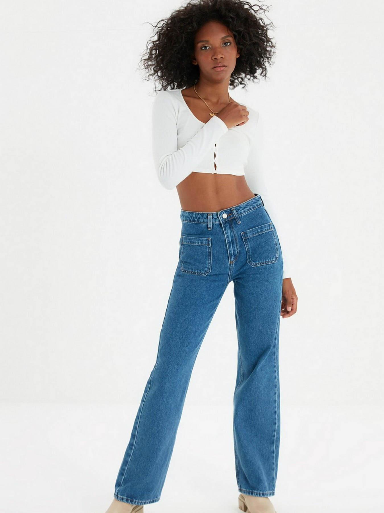 Джинси Trendyol Wide Leg модель TWOAW22JE0104/Mavi Фото