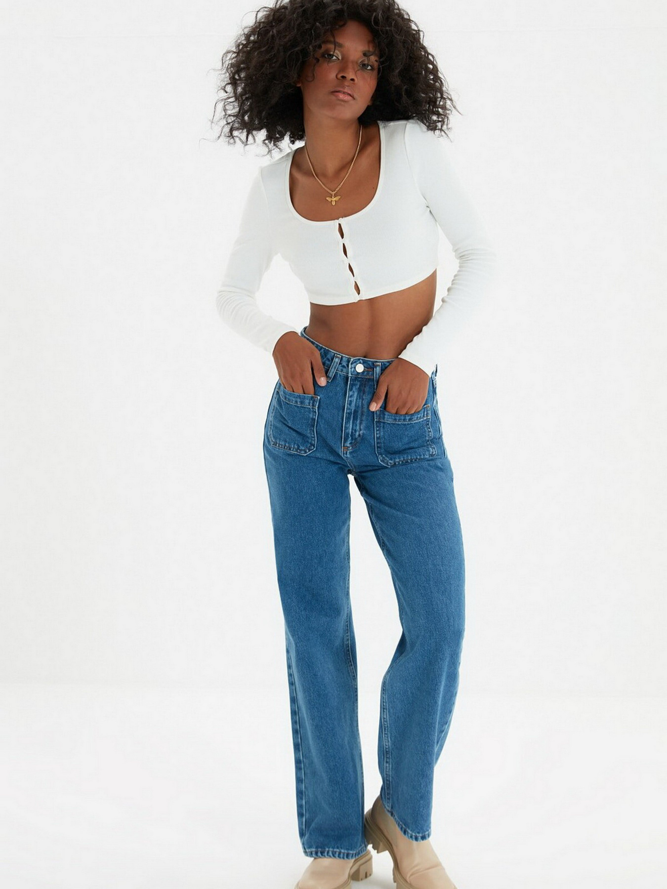 Джинси Trendyol Wide Leg модель TWOAW22JE0104/Mavi Фото