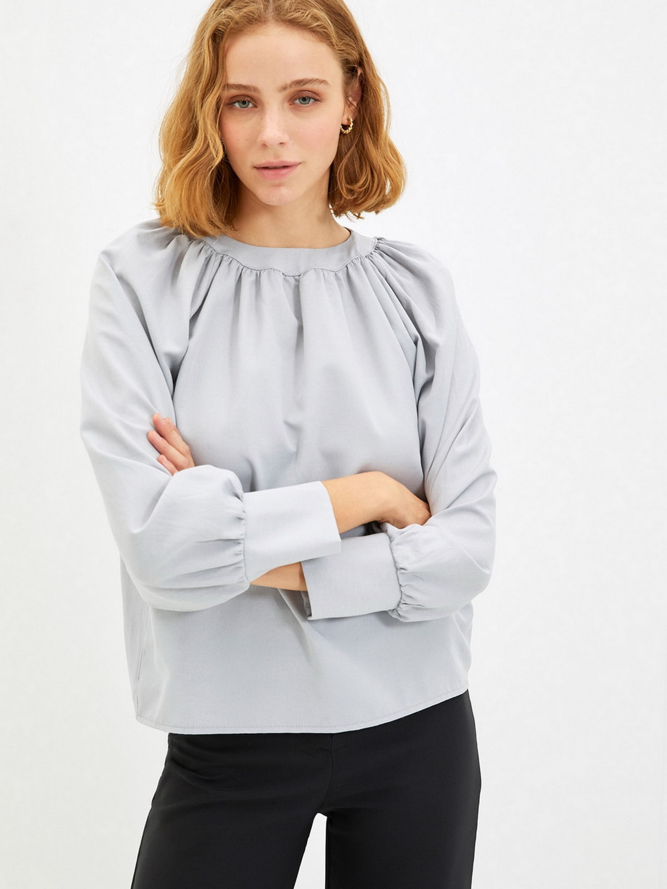 Сорочки Trendyol модель TWOAW22BZ0353/Gri Сорочки Trendyol модель TWOAW22BZ0353/Gri Фото