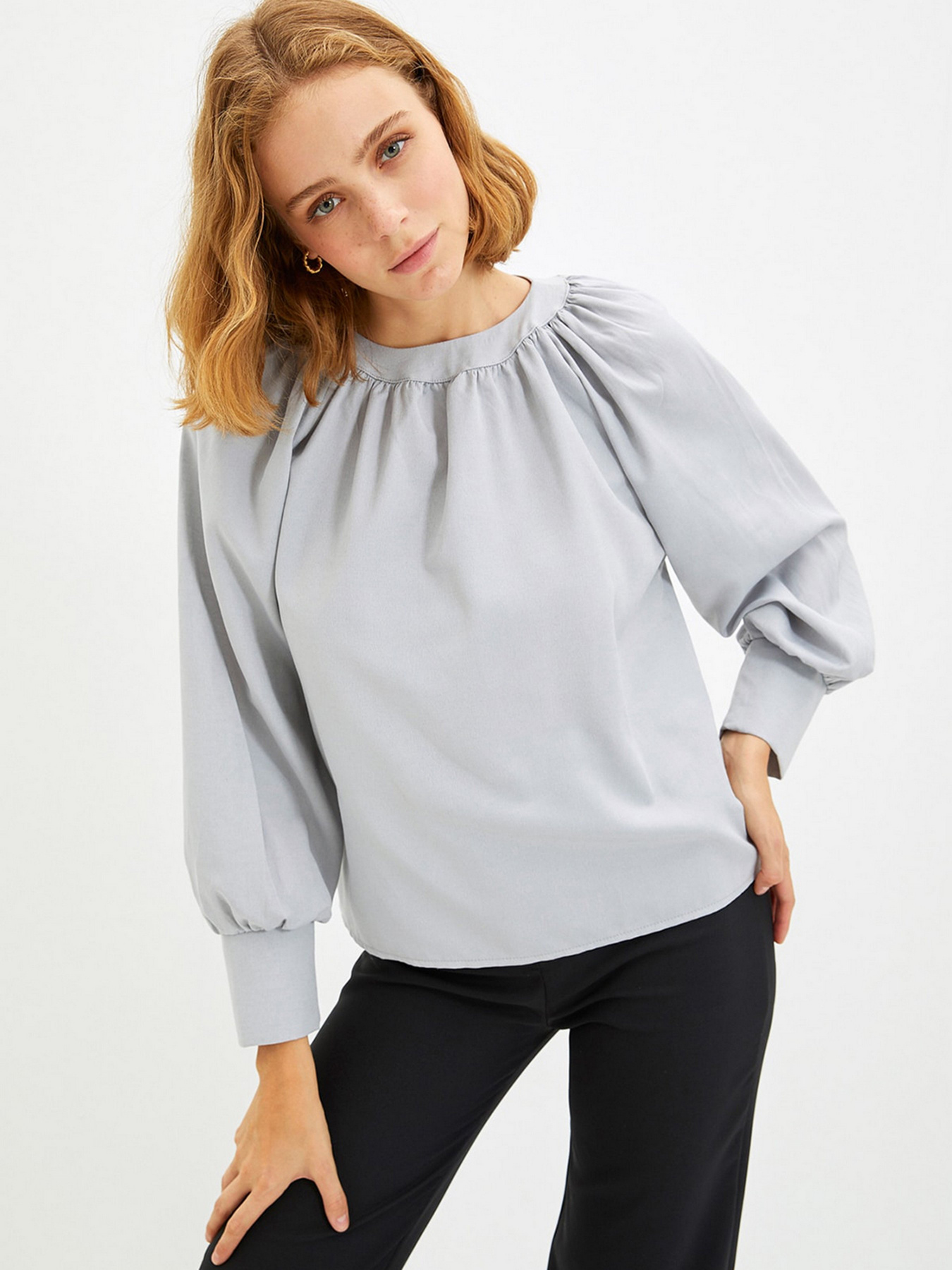 Сорочки Trendyol модель TWOAW22BZ0353/Gri Сорочки Trendyol модель TWOAW22BZ0353/Gri Фото