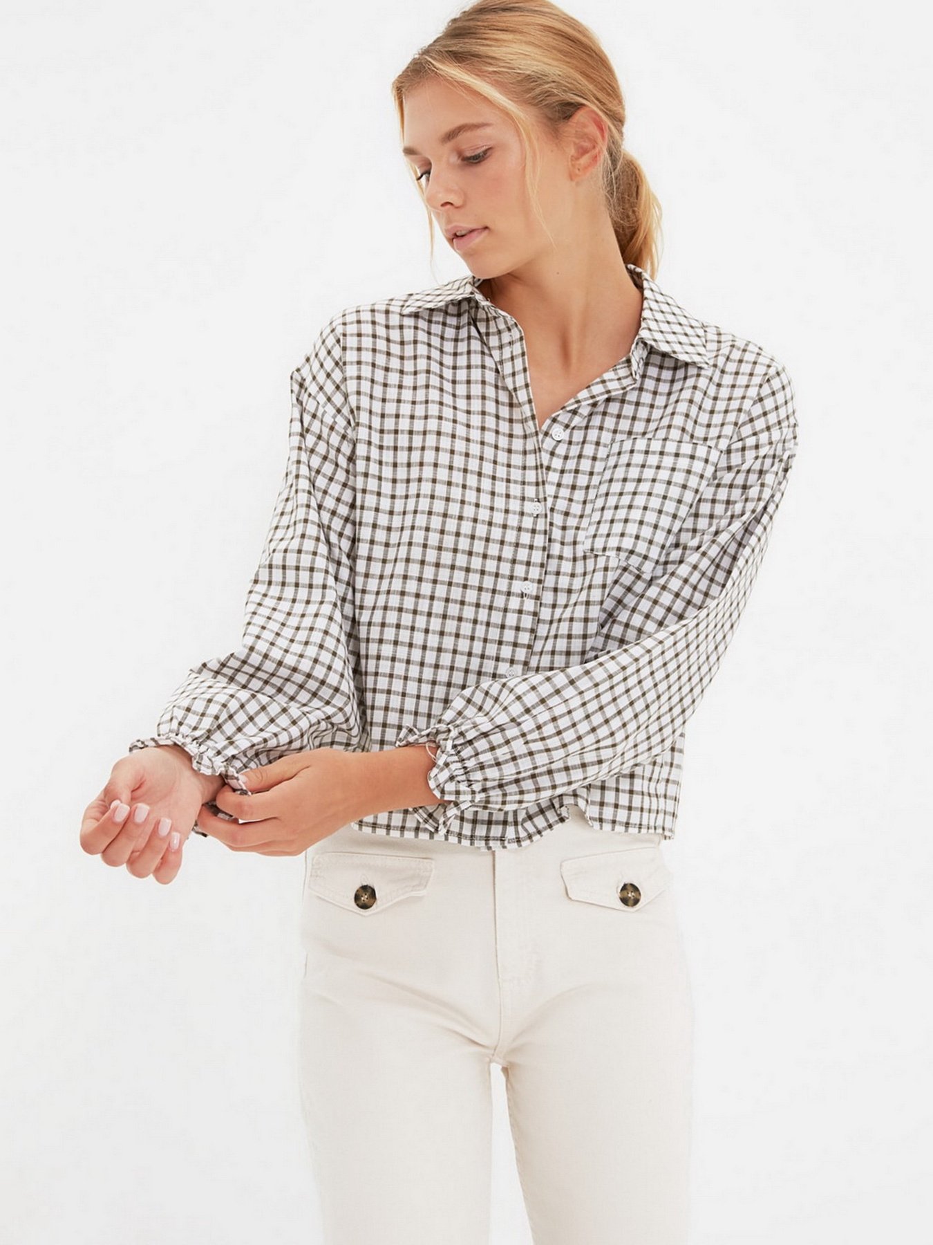 Сорочки Trendyol модель TWOAW22GO0825/Haki Сорочки Trendyol модель TWOAW22GO0825/Haki Фото
