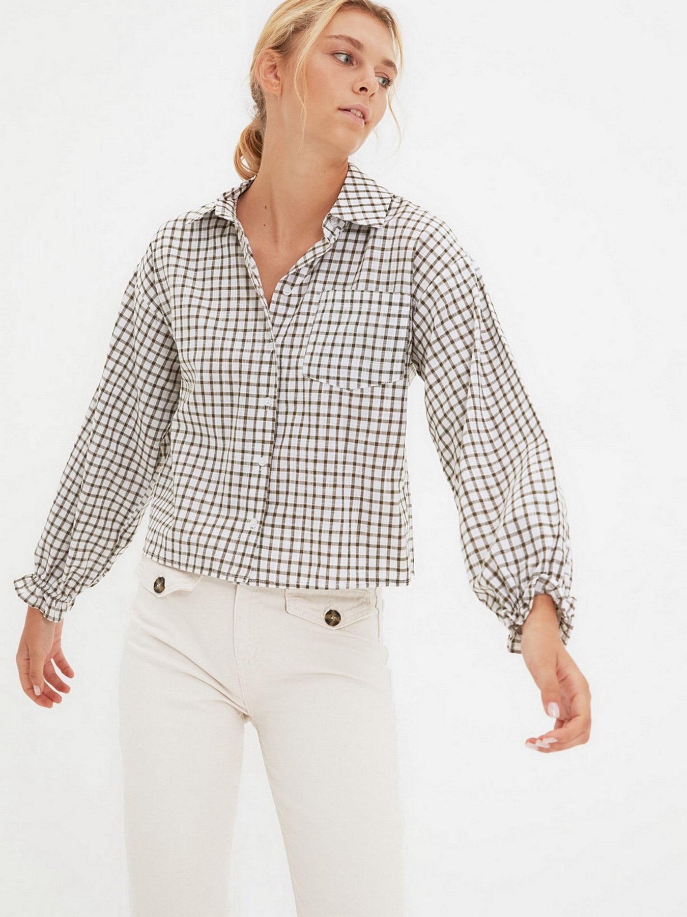 Сорочки Trendyol модель TWOAW22GO0825/Haki Сорочки Trendyol модель TWOAW22GO0825/Haki Фото