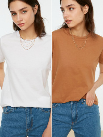 Футболки и поло Trendyol модель TWOSS20TS0141/Camel-Beyaz Фото