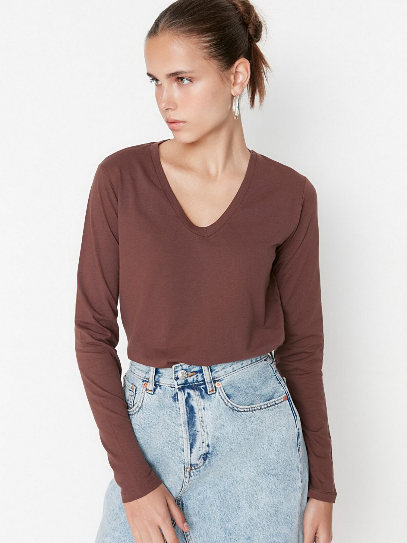 Худи и свитшоты Trendyol модель TWOAW21TS0099/Kahverengi Худи и свитшоты Trendyol модель TWOAW21TS0099/Kahverengi Фото