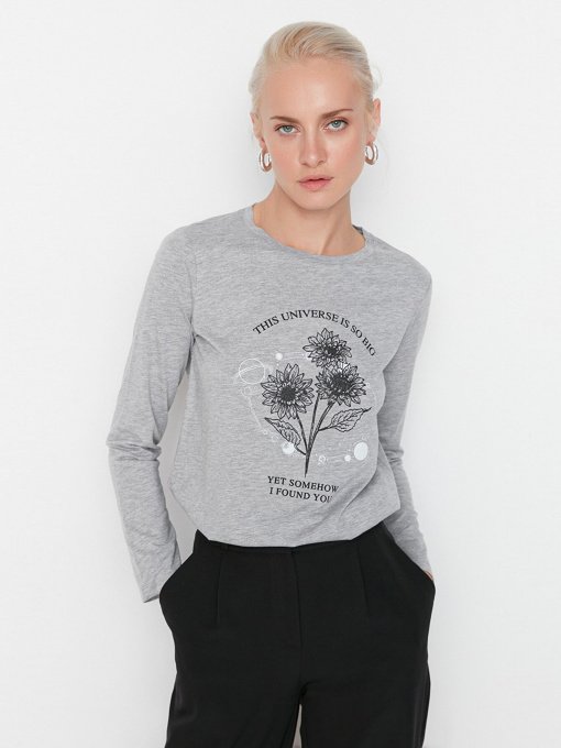Худи и свитшоты Trendyol модель TWOAW23TS00047/Gri Фото
