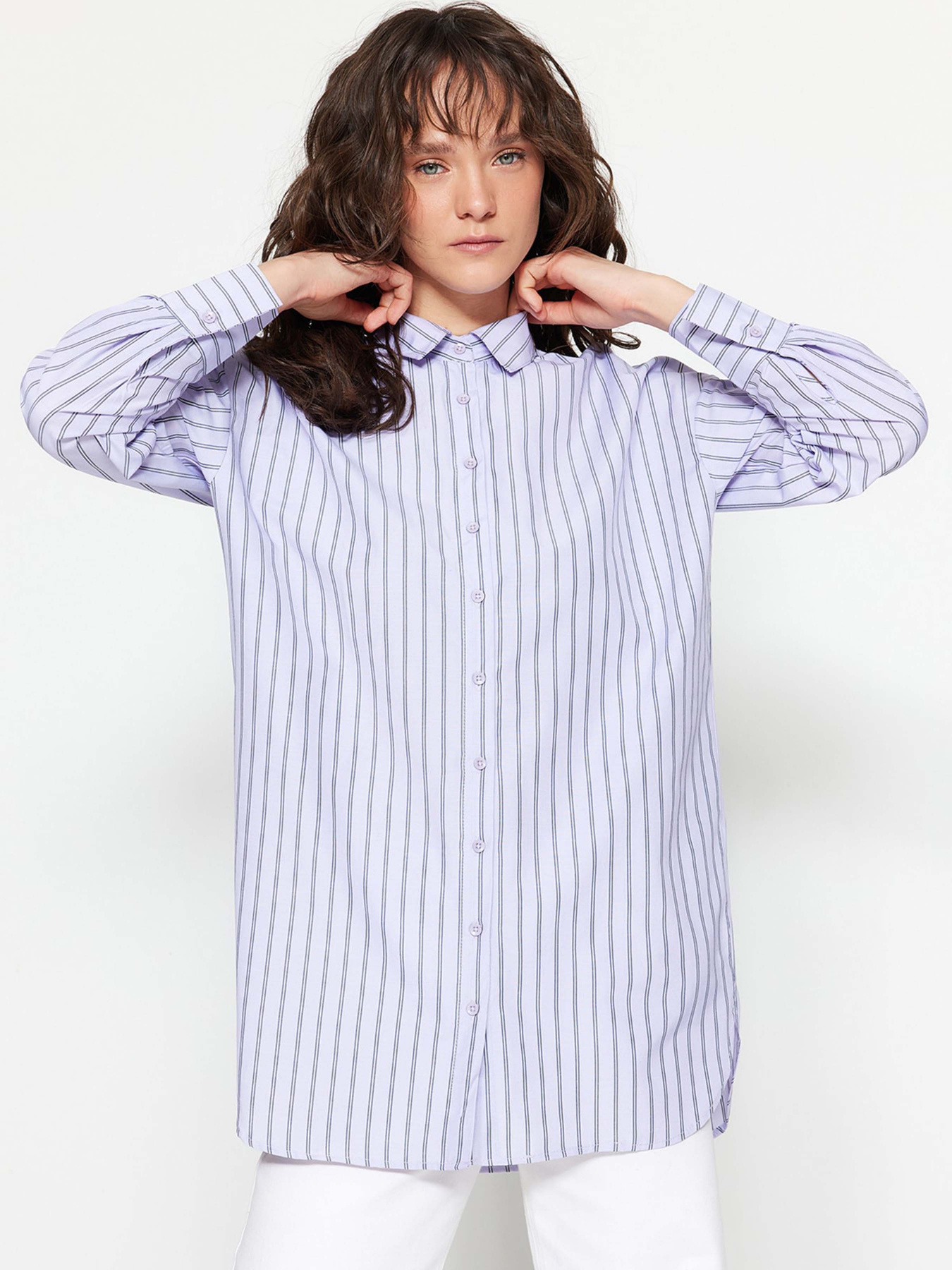 Рубашки Trendyol модель TCTSS23TG00004/Lila Рубашки Trendyol модель TCTSS23TG00004/Lila Фото