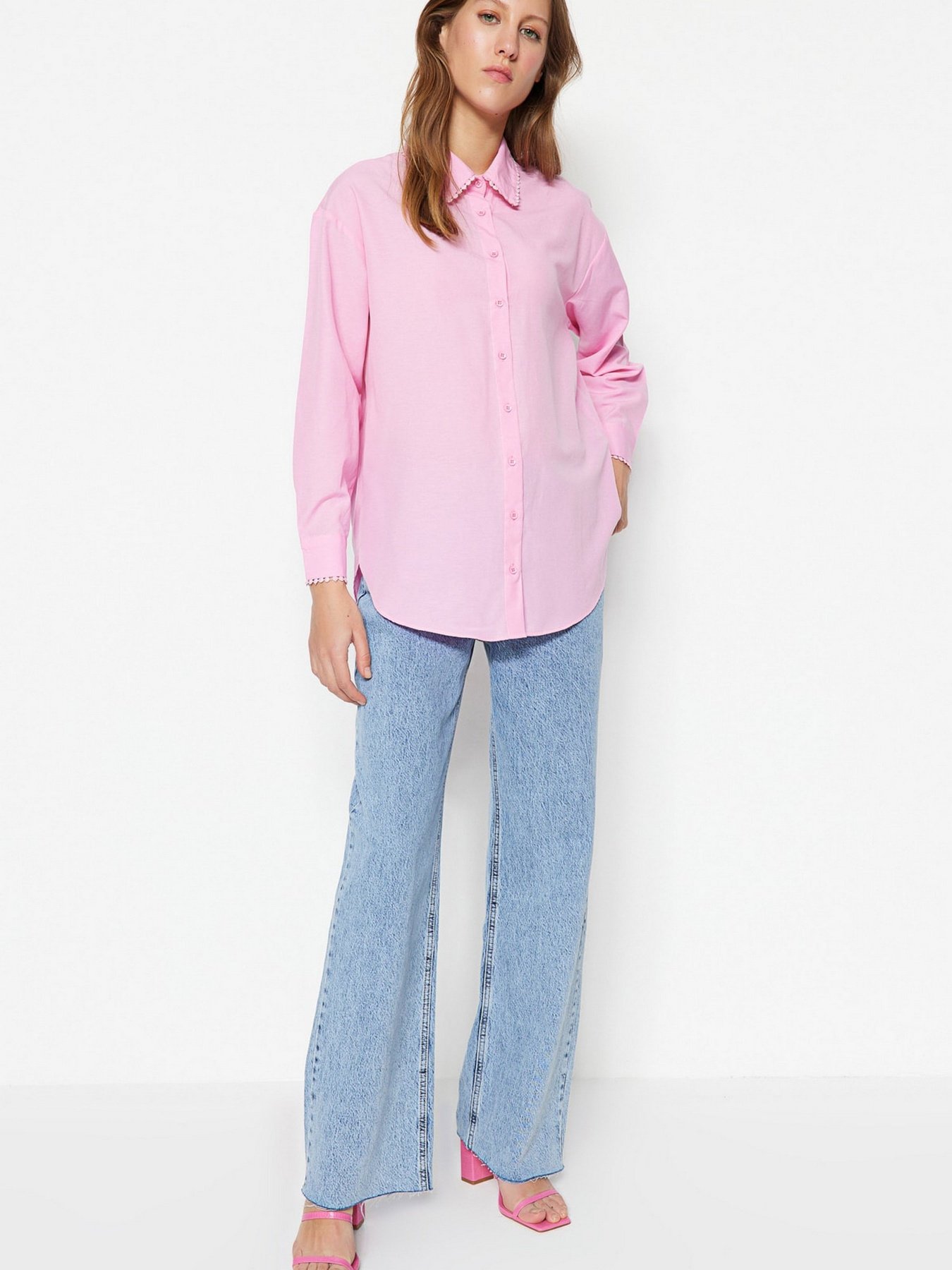 Рубашки Trendyol модель TCTSS23TG00044/Pembe Рубашки Trendyol модель TCTSS23TG00044/Pembe Фото