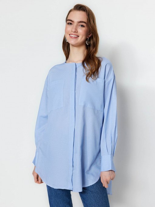 Рубашки Trendyol модель TCTSS23TG00055/Mavi Фото