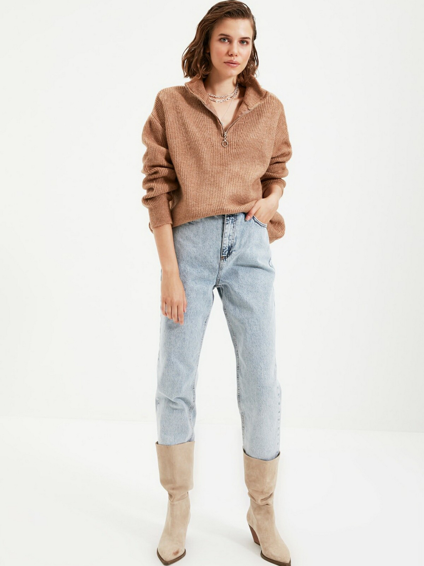 Свитры и кардиганы Trendyol модель TWOAW20XS0009/Camel Свитры и кардиганы Trendyol модель TWOAW20XS0009/Camel Фото