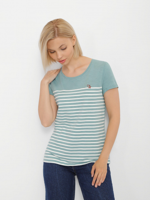 Футболки і поло Tom Tailor модель 1021105.XX.71_с.зелений з білим Фото
