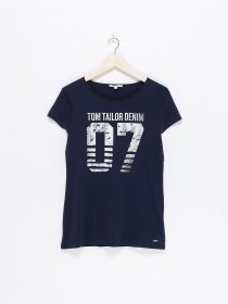 Футболки и поло Tom Tailor модель 1018603.XX.71_т.синій з білим Фото
