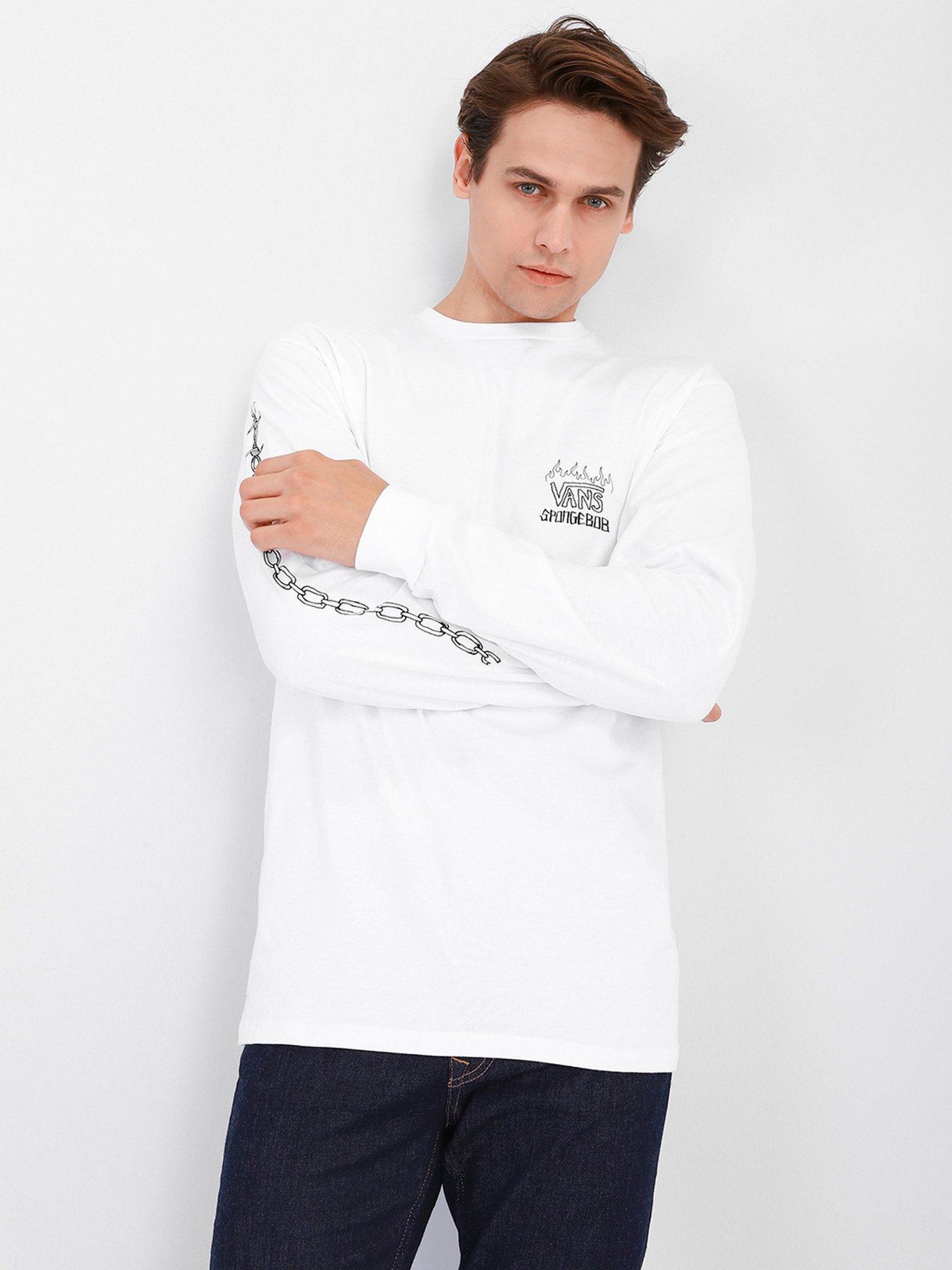 Худи и свитшоты Vans x SpongeBob Skull LS модель VN0A5KCUZAU1 Фото