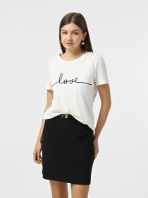 Футболки и поло Vero Moda модель 10332587_Snow White LOVE in BLACK Фото