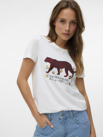 Футболки и поло Vero Moda FEO S/S O-NECK T-SHIRT модель 10332807_Snow White RED TIGER Фото