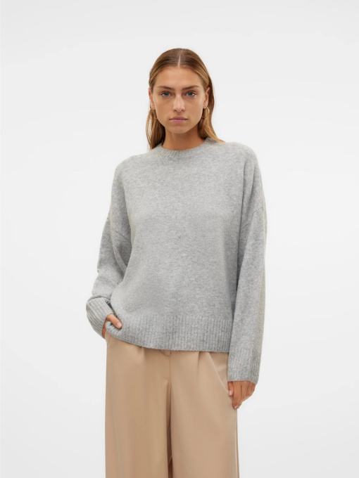 Свитры и кардиганы Vero Moda BOOM LS O-NECK PULLOVER модель 10320463_Light Grey Melange Фото