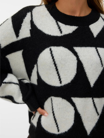 Свитры и кардиганы Vero Moda LOVE LS O-NECK PULLOVER модель 10331432_Black W. BIRCH BIG LOVE Фото