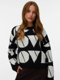 Свитры и кардиганы Vero Moda LOVE LS O-NECK PULLOVER модель 10331432_Black W. BIRCH BIG LOVE Фото