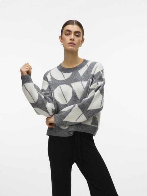 Свитры и кардиганы Vero Moda LOVE LS O-NECK PULLOVER модель 10331432_Medium Grey Melange W. BIR Фото