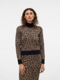 Свитры и кардиганы Vero Moda VMARIA ART LS HIGH-NECK PULLOV модель 10314509_Black W. SILVER MINK ( NEW Фото