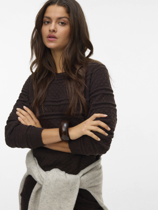 Свитры и кардиганы Vero Moda LEO LS O-NECK PULLOVER модель 10331890_Chocolate Torte Фото