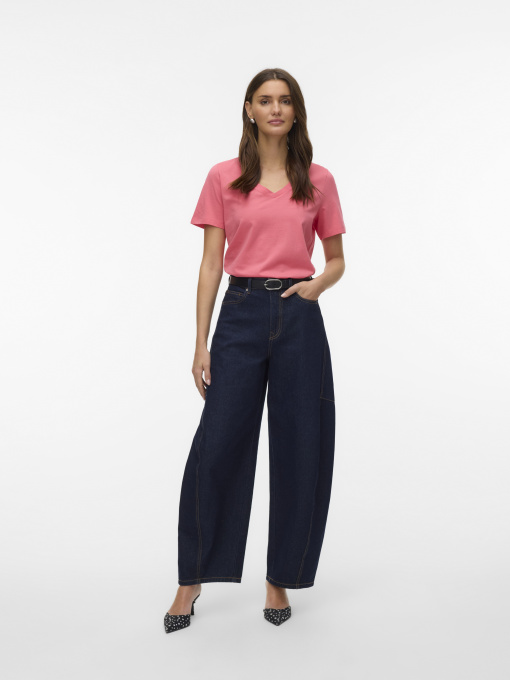 Футболки и поло Vero Moda PAULINA SS V-NECK T-SHIRT модель 10342926_Coral Paradise Фото