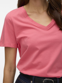 Футболки и поло Vero Moda PAULINA SS V-NECK T-SHIRT модель 10342926_Coral Paradise Фото