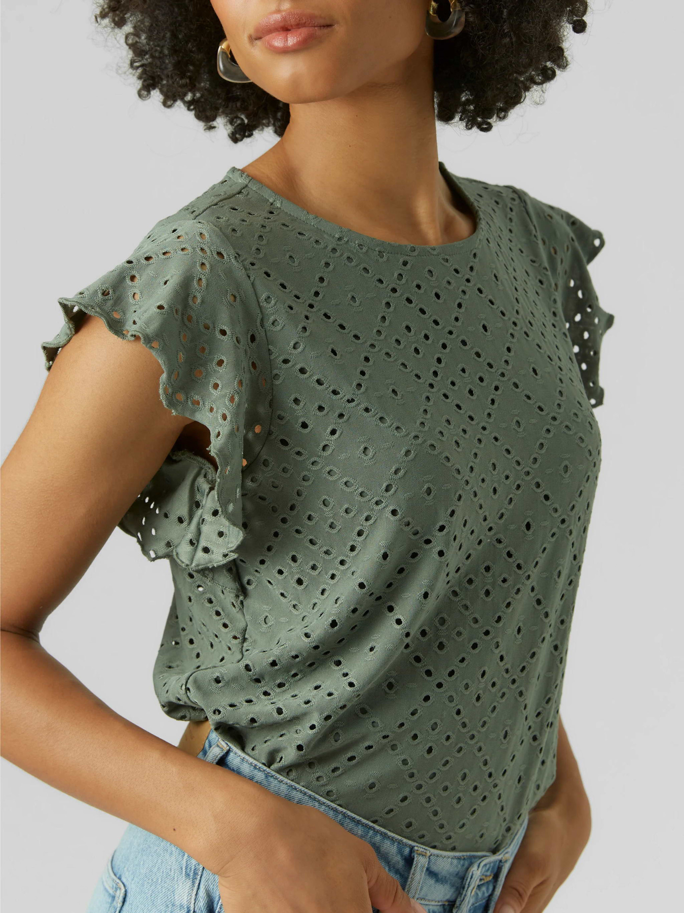Футболки и поло Vero Moda TASSA SL FRILL TOP модель 10286067_Laurel Wreath Фото