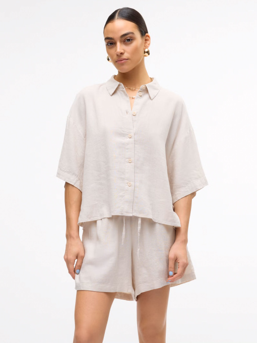 Рубашки Vero Moda LINN 2/4 SHORT SHIRT модель 10306820_Moonbeam Фото