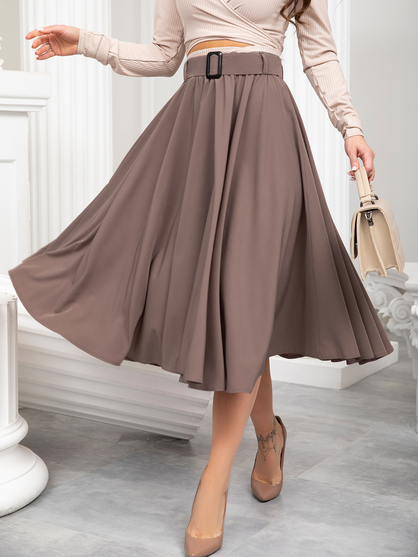 Спідниці ISSA Plus модель 13216_brown Фото