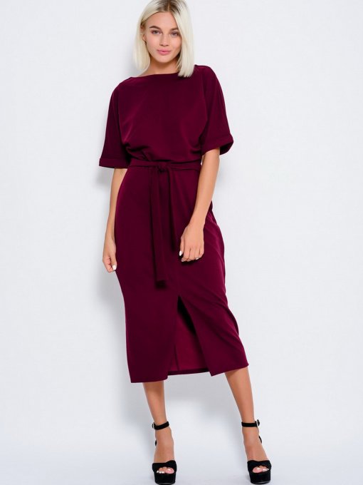 Платья ISSA Plus модель 10177_burgundy Фото