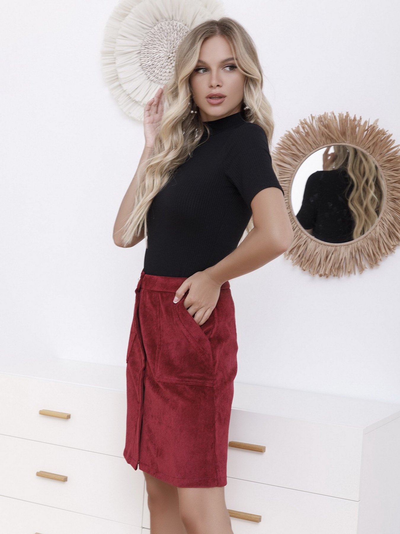 Юбки ISSA Plus модель SA-15_burgundy Фото