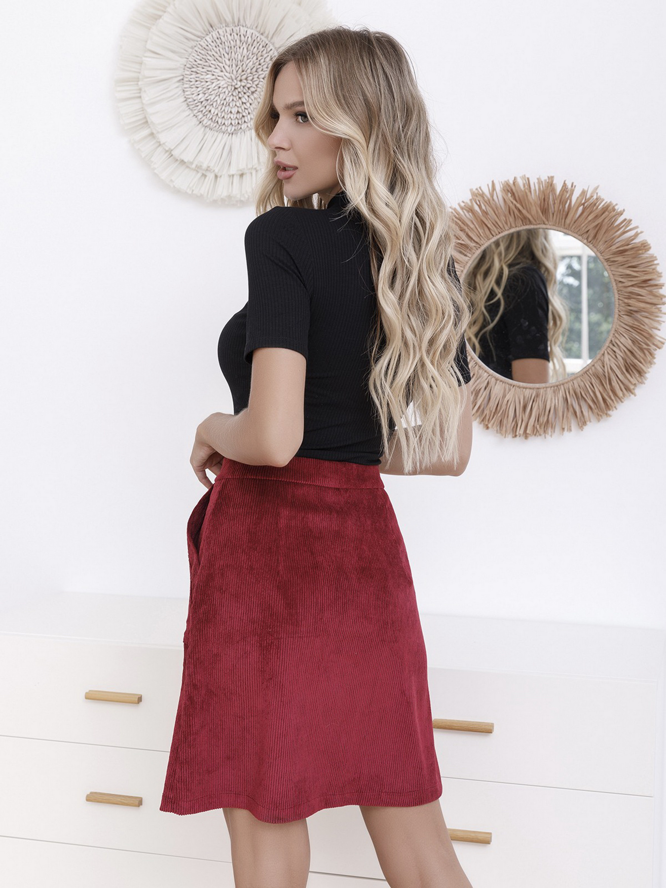 Юбки ISSA Plus модель SA-15_burgundy Фото