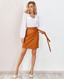 Юбки ISSA Plus модель 12541_mustard Фото