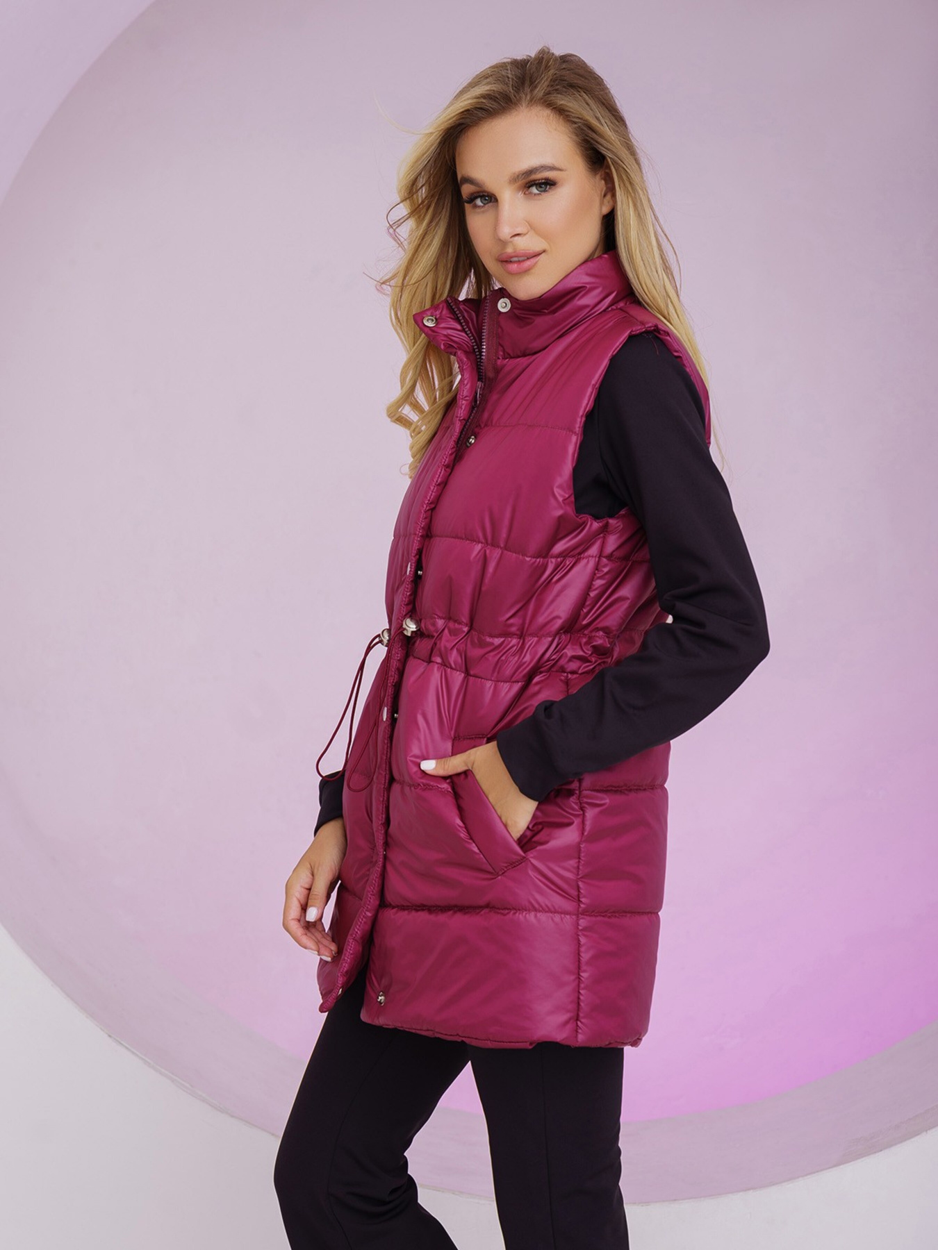 Куртки и дубленки ISSA Plus модель SA-337_burgundy Фото