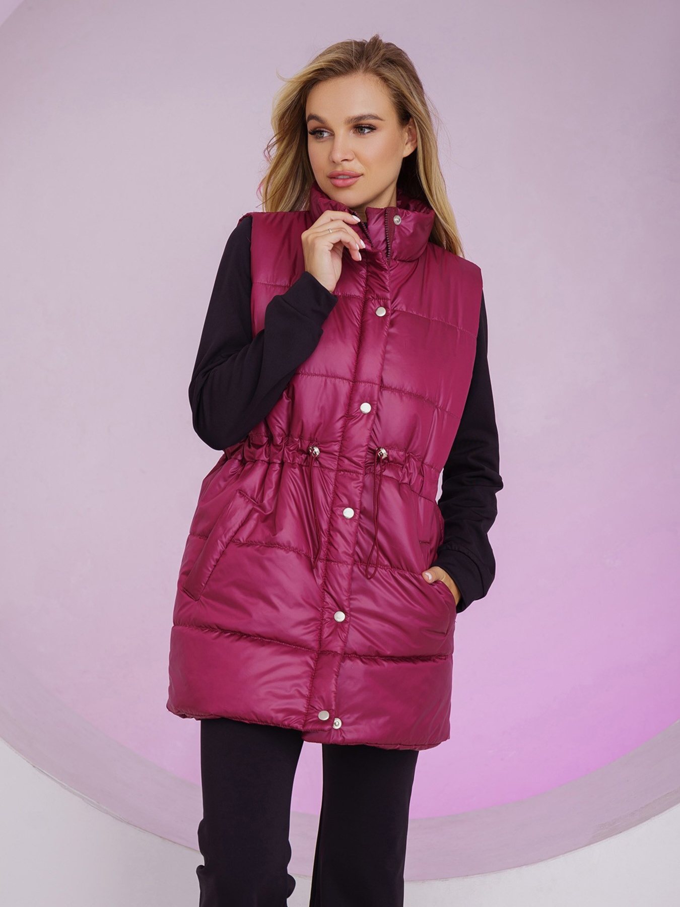 Куртки и дубленки ISSA Plus модель SA-337_burgundy Фото