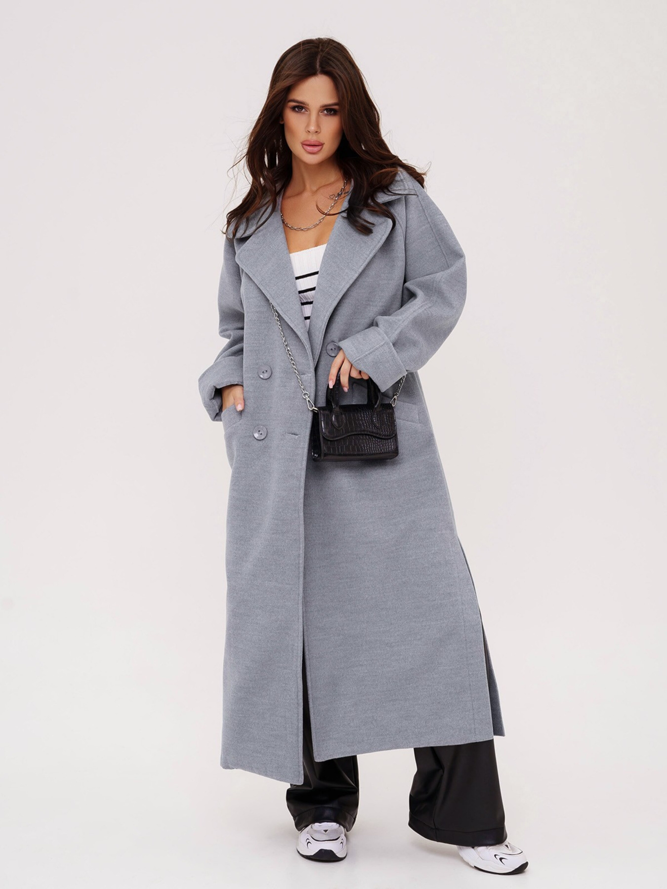Пальта та плащі ISSA Plus модель 13549_grey Пальта та плащі ISSA Plus модель 13549_grey Фото